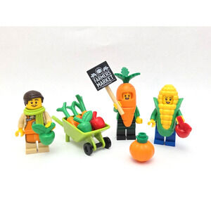 LEGO Farmer's Market Minifigure MOC Lot - Vegetable Carrot Corn Pumpkin Apple